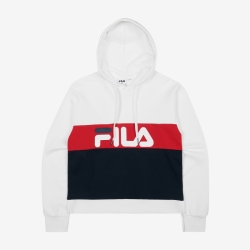 Fila Color Block Crop - Naisten Hoodie - Valkoinen | FI-43727